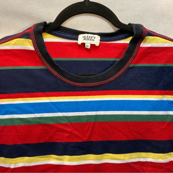 Sleepy Jones Cotton Striped Long Sleeve Pajama Shirt - Picture 2 of 5